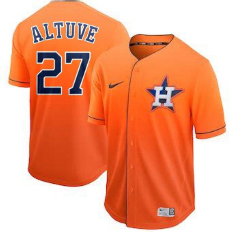 Men Houston Astros 27 Altuve Orange Nike Fade MLB Jersey